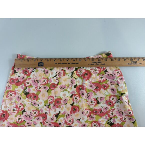 J Jill Pull On Skirt Cotton Modal Pink Green Floral Print Women's S Small - Picture 7 of 11